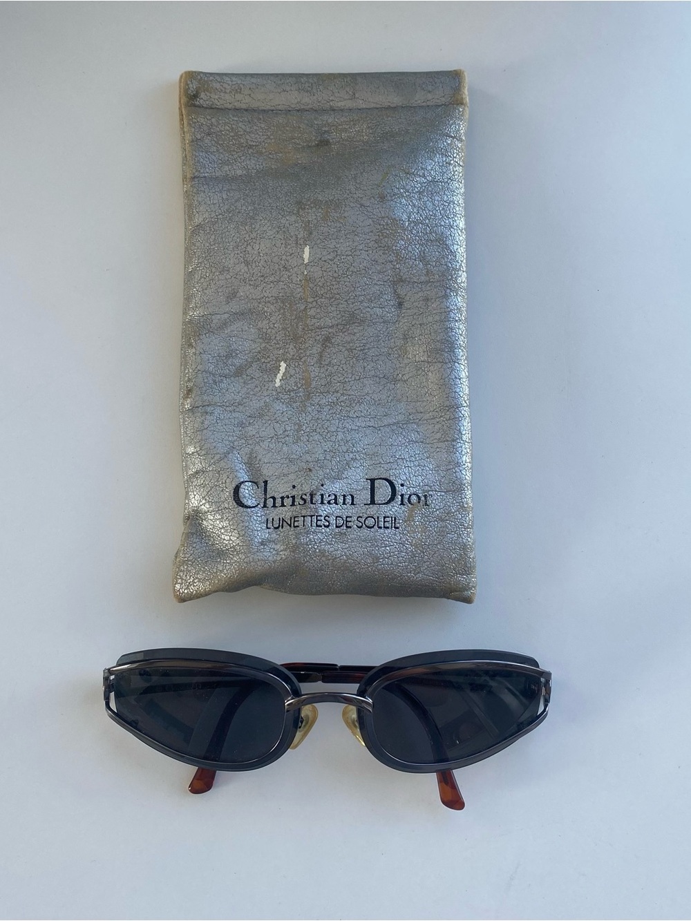 Dior Black Cat-Eye Sunglasses with Silver Case